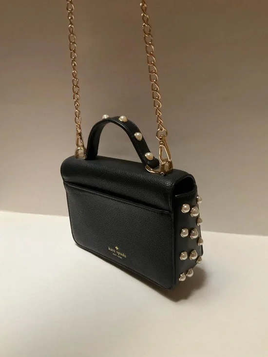 Kate Spade Pearl-Stud Chain Black Crossbody Bag Serrano Place Pearl Maisie MINI - Picture 14 of 14